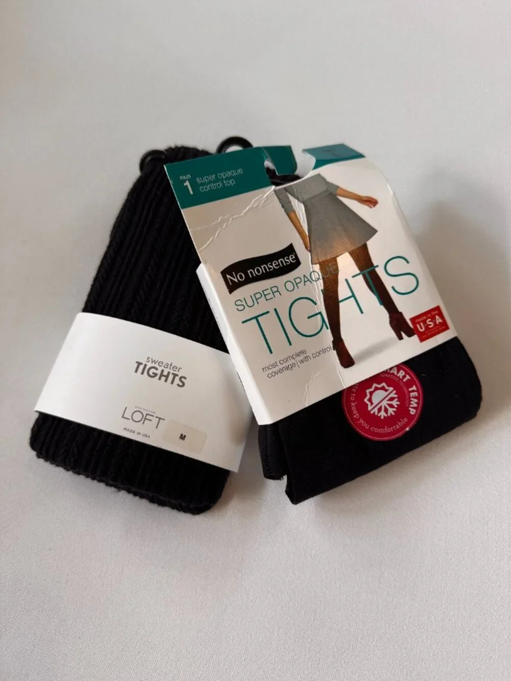 Essential! Black Tights Bundle — Sweater Tights & Opaque Styles (Sizes M/L)